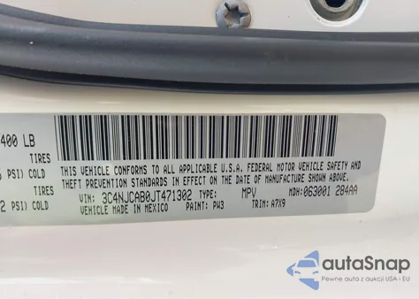 2018 Jeep Compass Sport Fwd z USA, uszkodzony, nr VIN 3C4NJCAB0JT471302